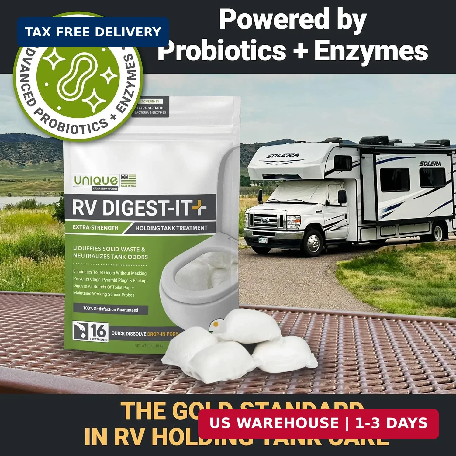 Unique RV Digest-It Ultra RV Tank Treatment Pods – 16 Treatments, Breaks Down Wa