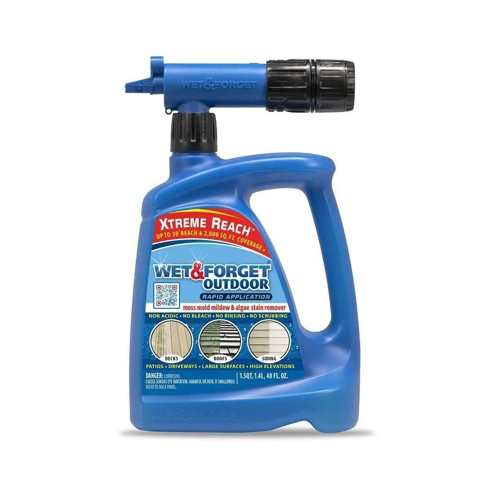 Outdoor Moss & Mold Remover – Multi-Surface Cleaner with Xtreme Reach Hose End,