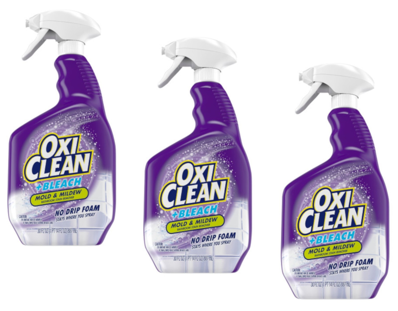 OxiClean Plus Bleach Mold and Mildew Bathroom Stain Remover 30 fl oz (Pack of 3)