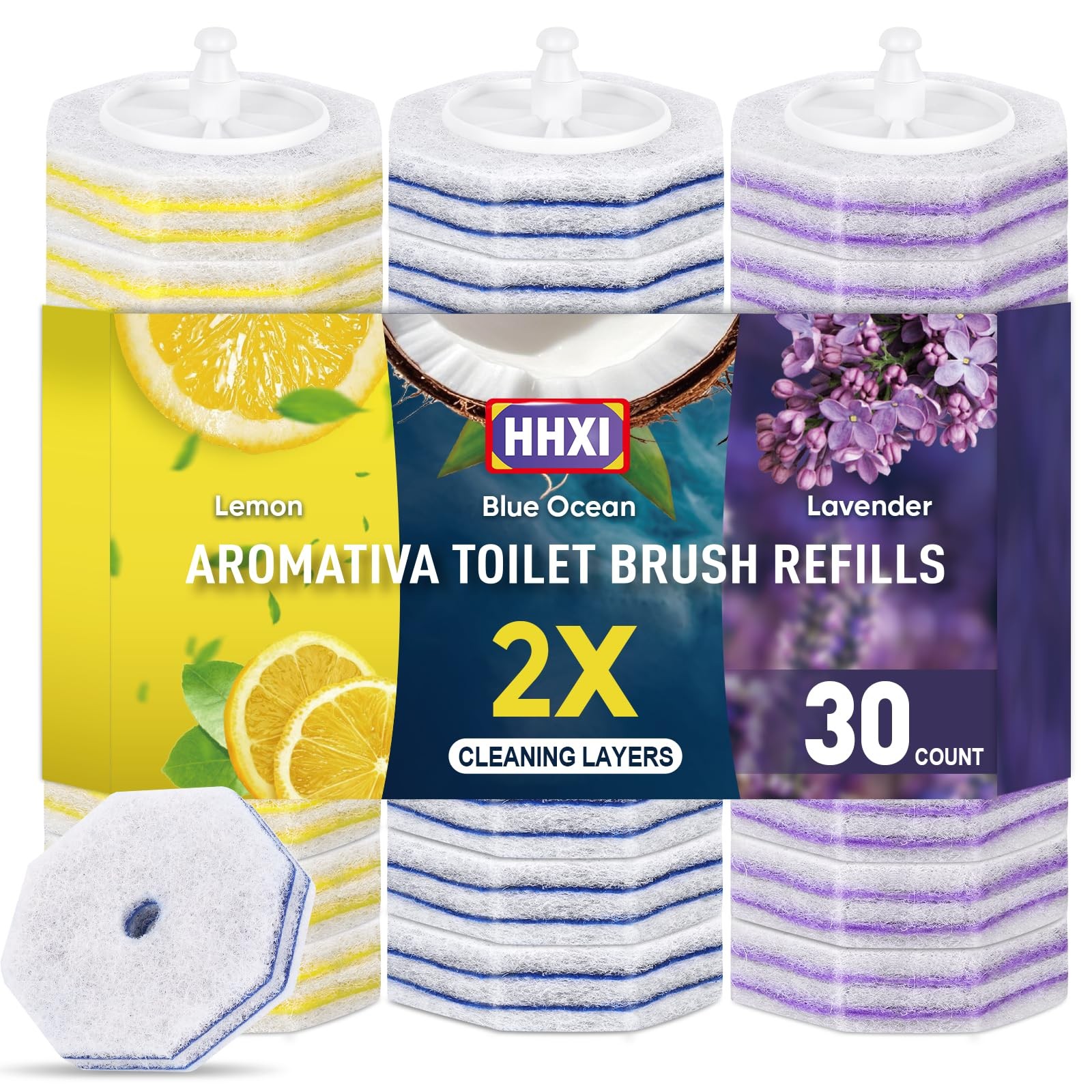 HHXI 30Ct Aromative Toilet Brush Refills, Toilet Bowl Cleaner Refills, Double…
