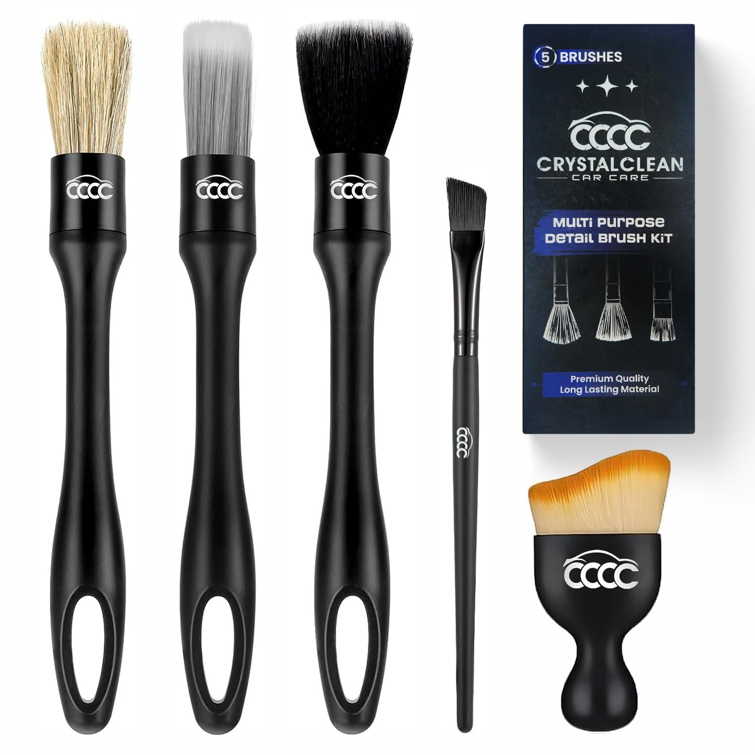 5 Pcs Car Detailing Brush Set – 2 Pcs Ultra-Soft for Delicate Leather, Screen…