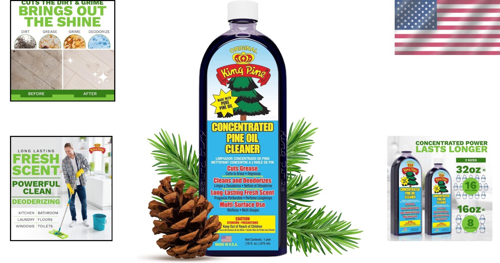 16 Fl Oz Industrial Strength Pine Oil Cleaner for Tough Grease and Odors