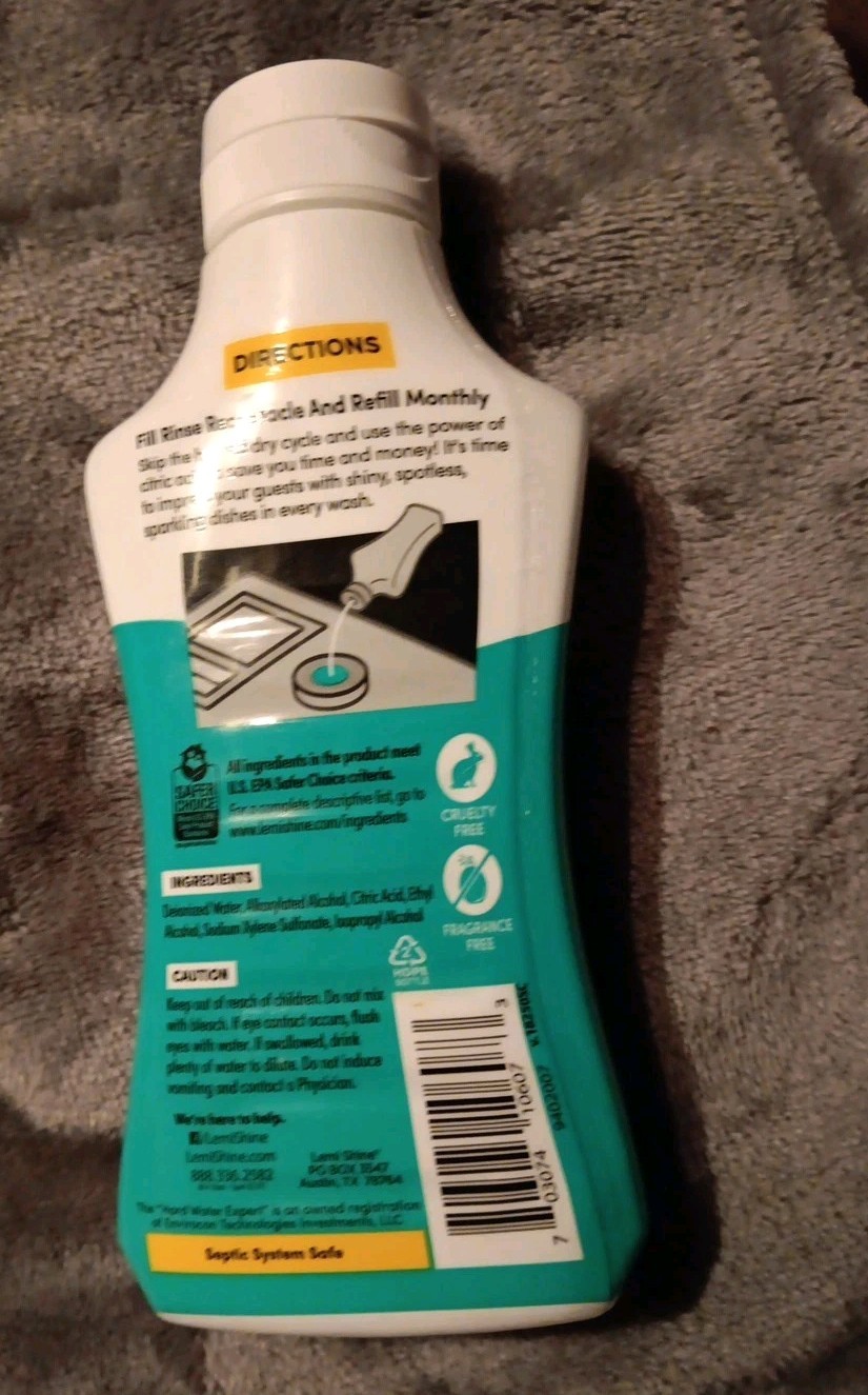 5 Lemi Shine Shine Dry Natural Dishwasher Rinse Aid, Hard Water Stain (M9)