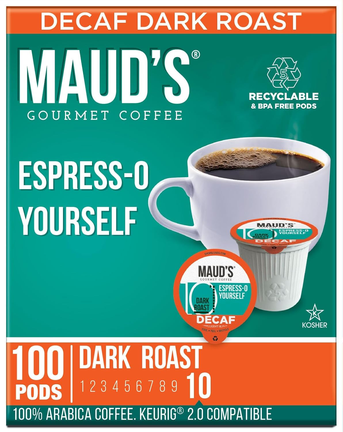Maud’S Decaf Espresso Roast Coffee Pods 100 Ct Decaffeinated Dark Roast