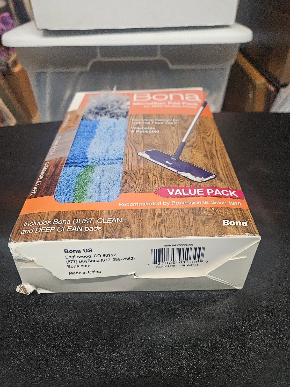 Bona AX0003496 Wet Microfiber Mop Pad 4 W x 15 L in. Open Box
