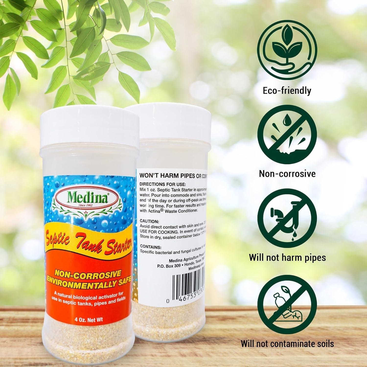 Medina Septic Tank Starter – Digests Grease in Septic Systems 4 oz Bottle