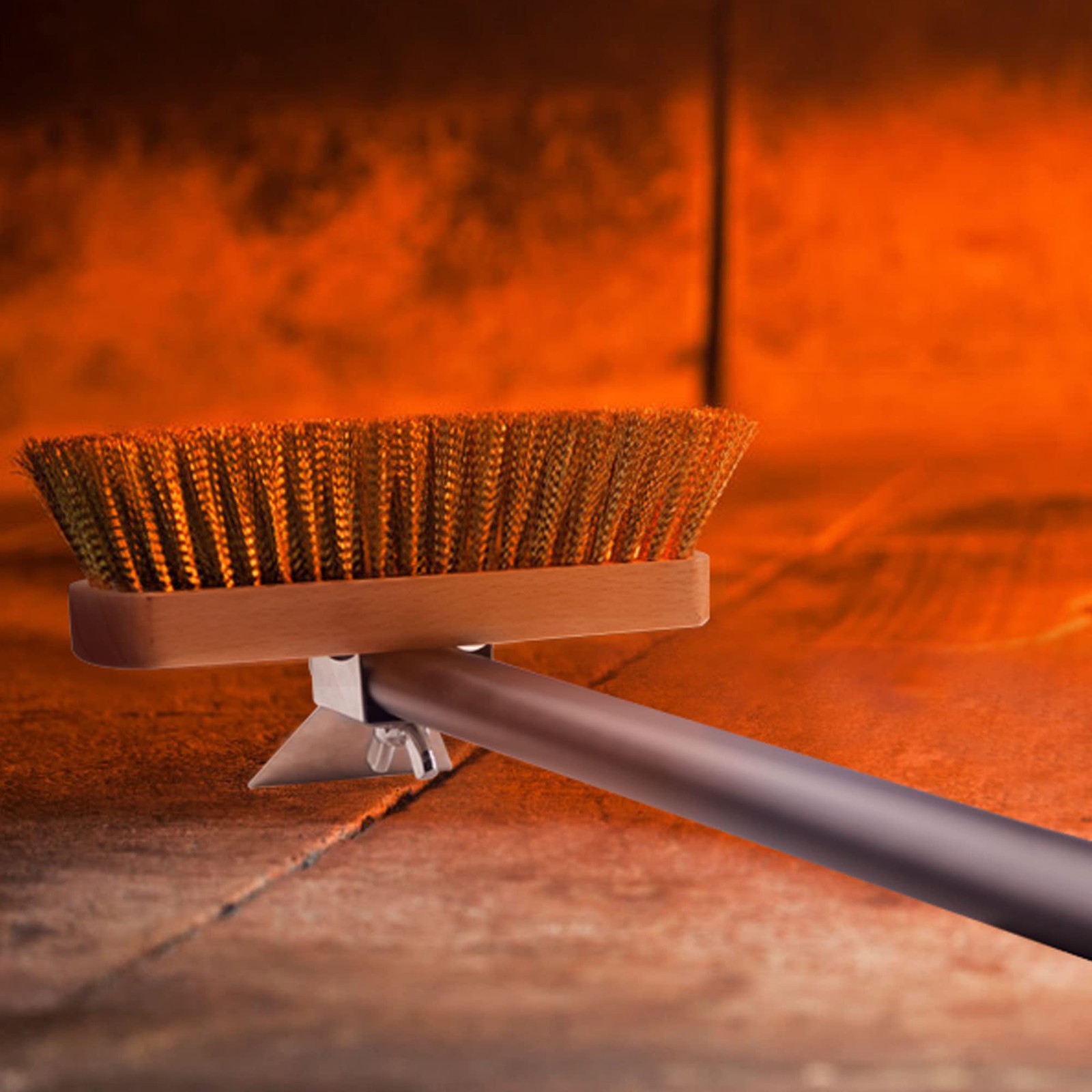 Pizza Oven Brush 7 Inch Brass Bristles Brush Head and Scraper