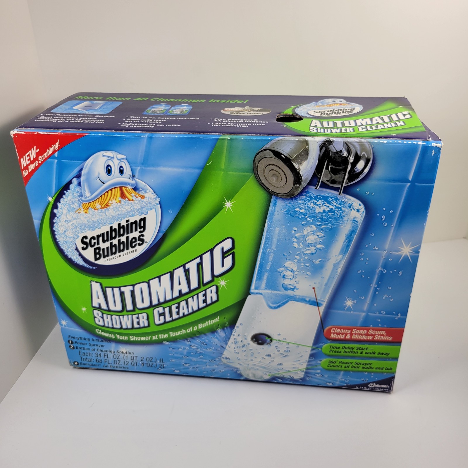 Scrubbing Bubbles Automatic Shower Cleaner Kit Shower Caddy 2 Refills READ