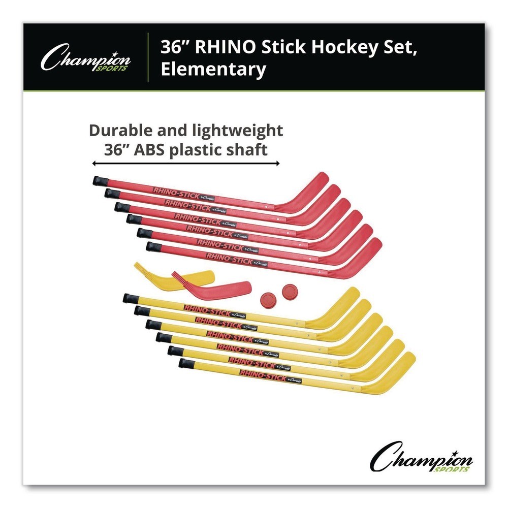 Champion Sports HS36SET 12 Sticks, 2 Pucks Indoor ABS Kids Hockey Set (1-ST) New