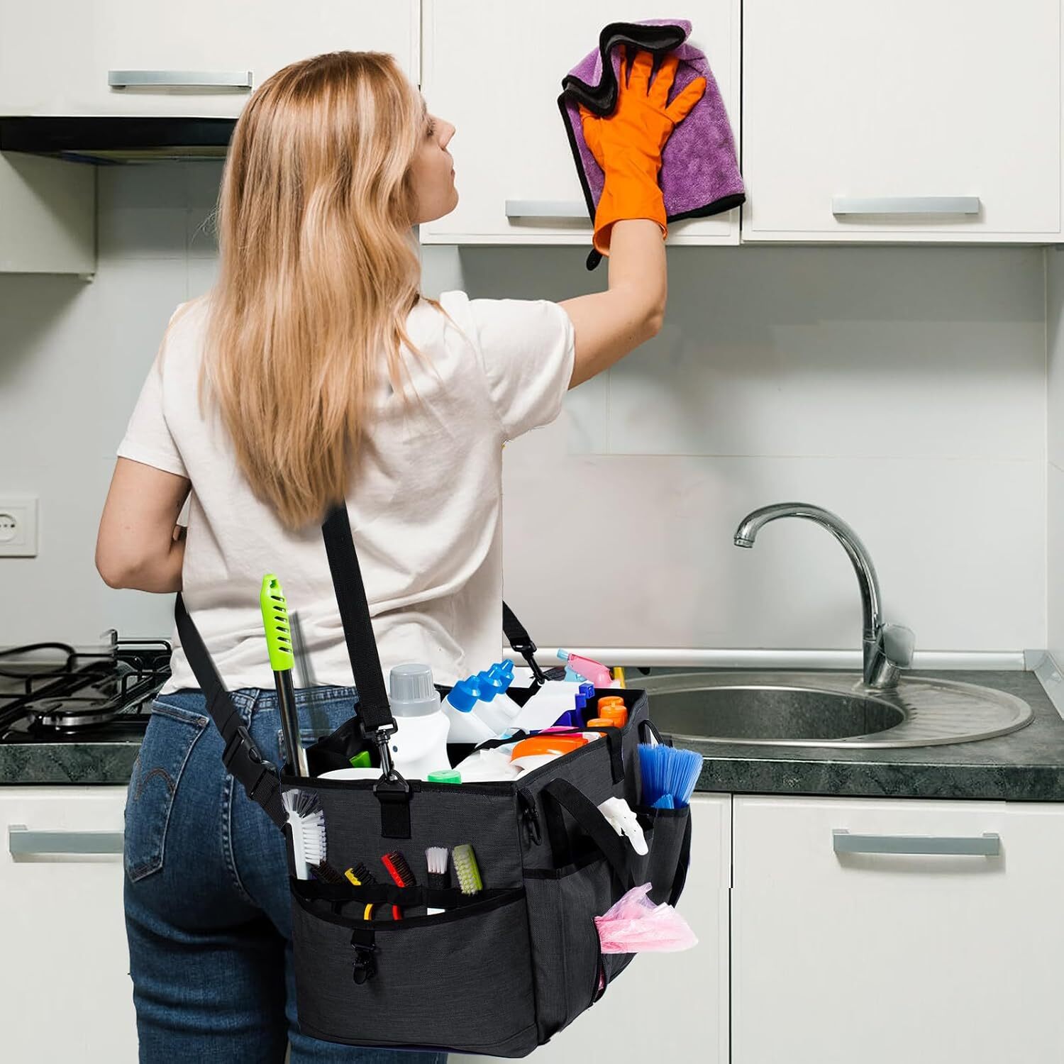Caddy de limpieza para organizador de proveedores de limpieza profesional de 17″