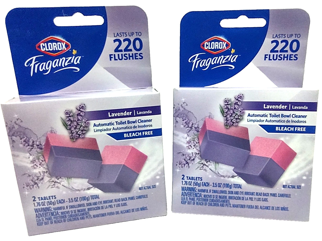 2x Clorox Fraganzia Automatic Toilet Bowl Cleaner LAVENDER Scent-LASTS 220 Flush