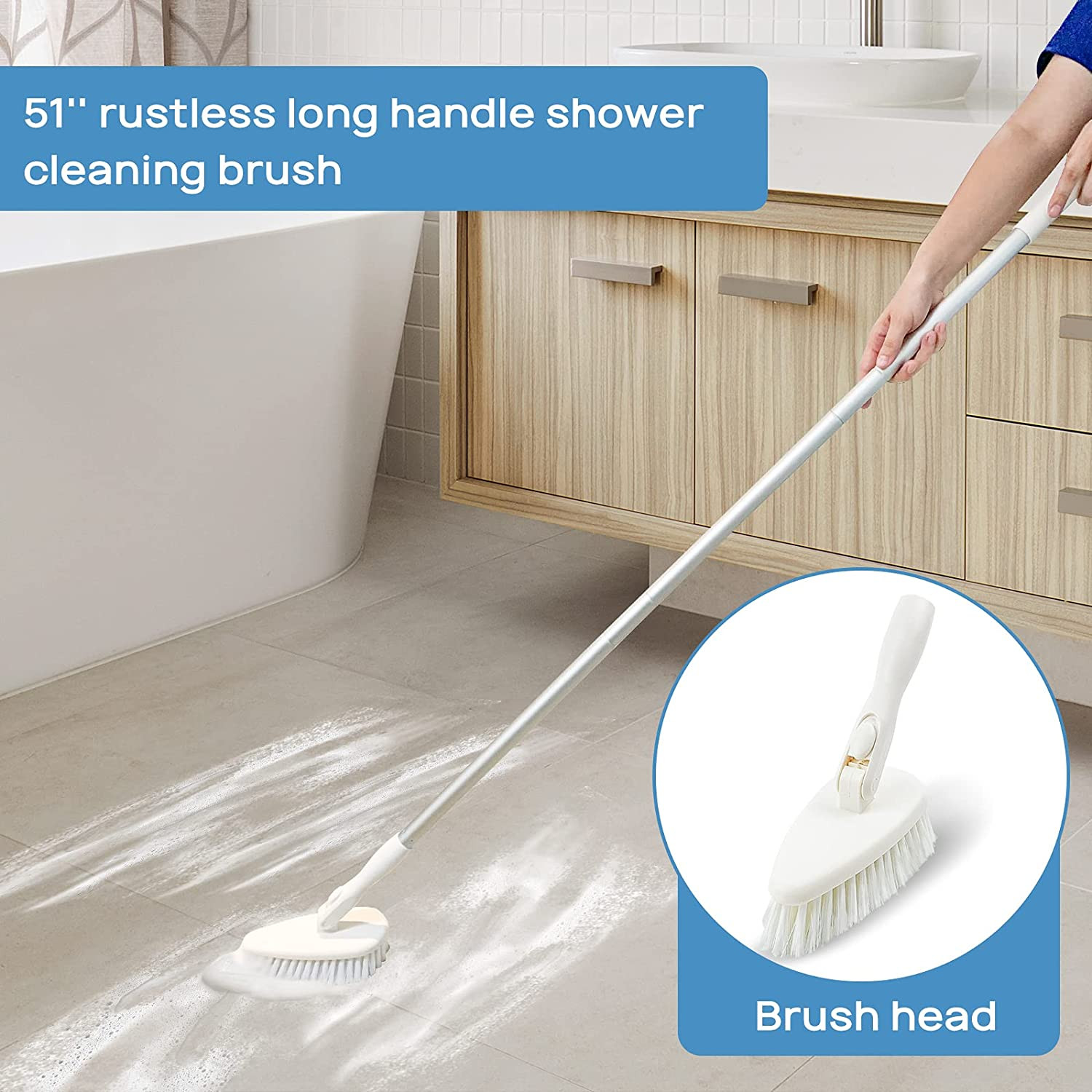 Shower Scrubber Cleaning Brush Combo Bath Tub Tile Cleaner Scrubber Brush with 5