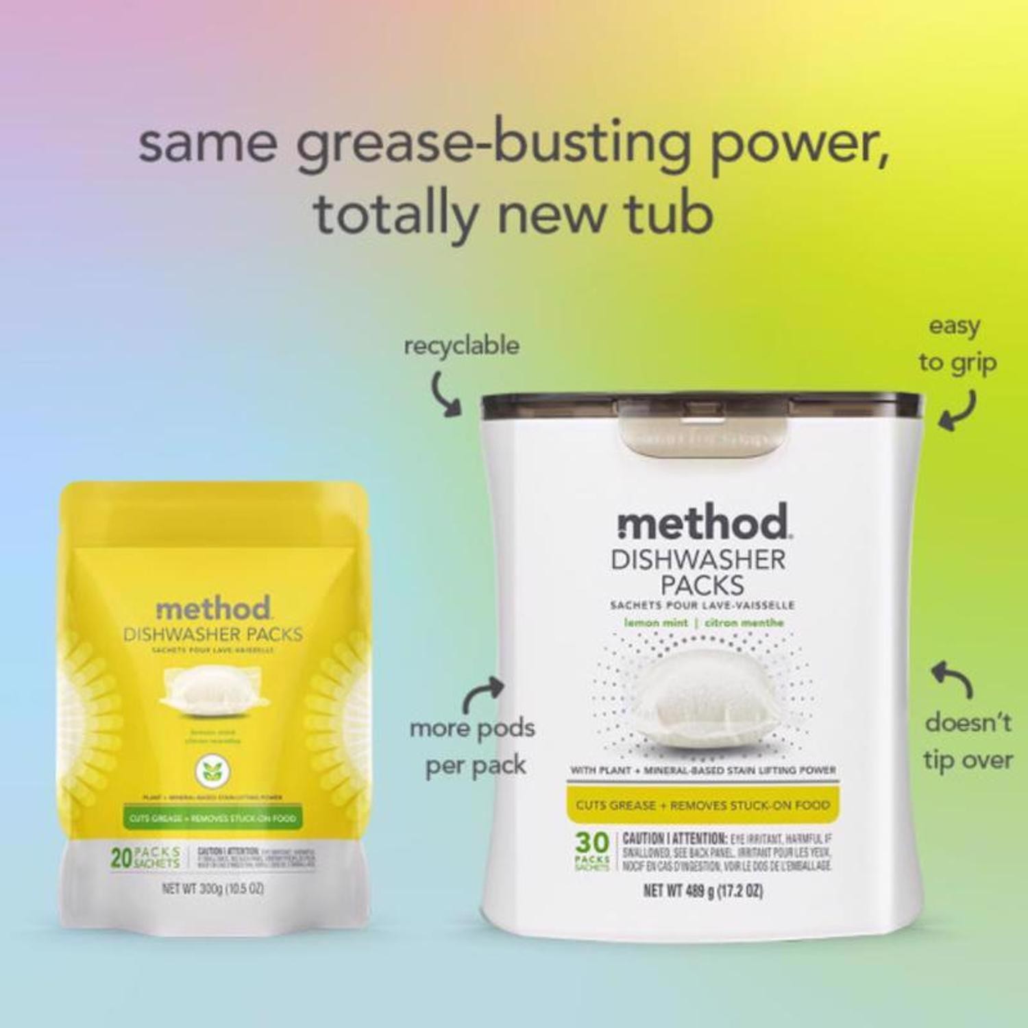 Method Lemon Mint Scent Pods Dishwasher Detergent 17.2 oz 30 pk