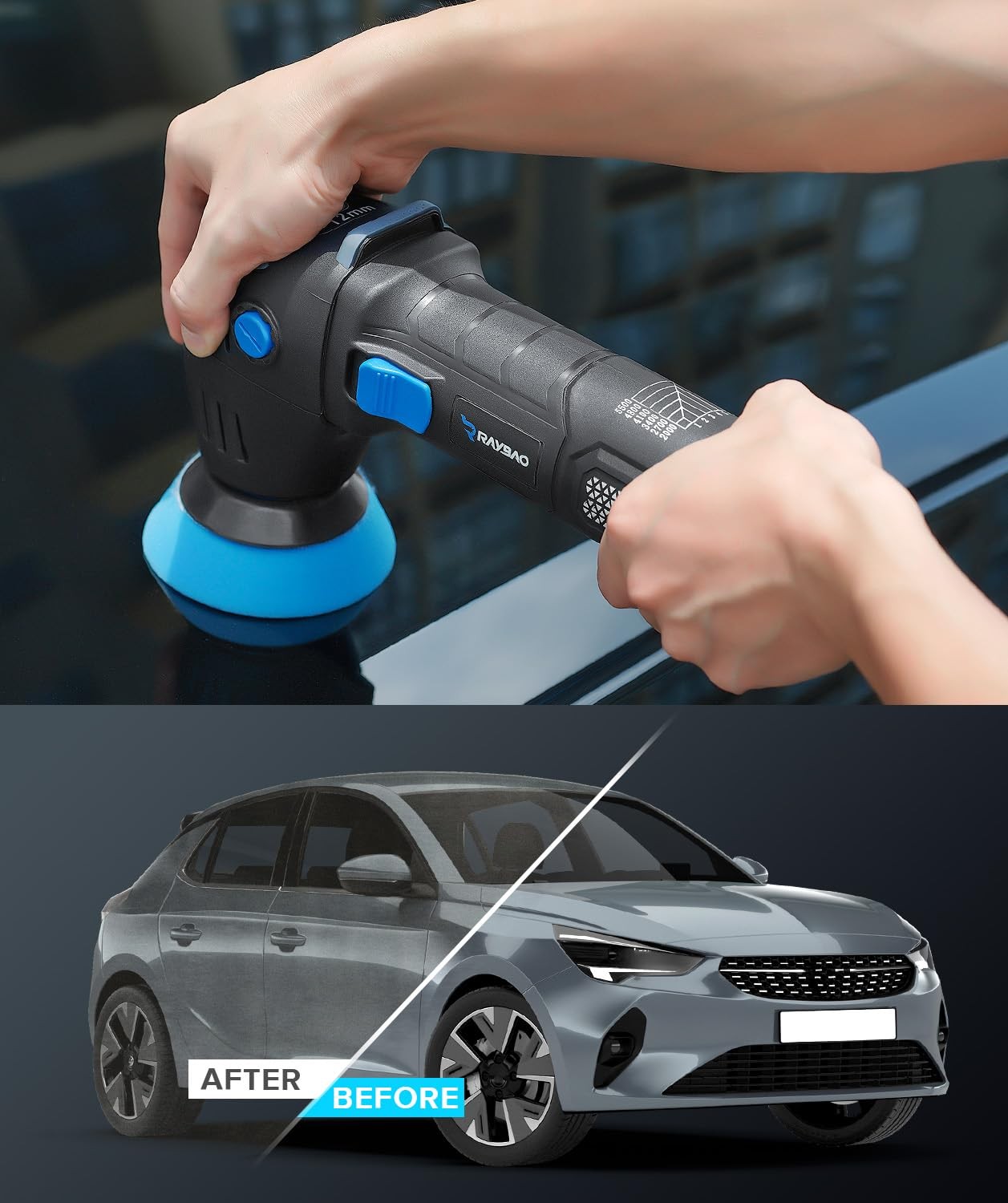 Mini Polisher, 2inch/ 3inch 750W Car Buffer with 12mm Random Orbital-Improve …