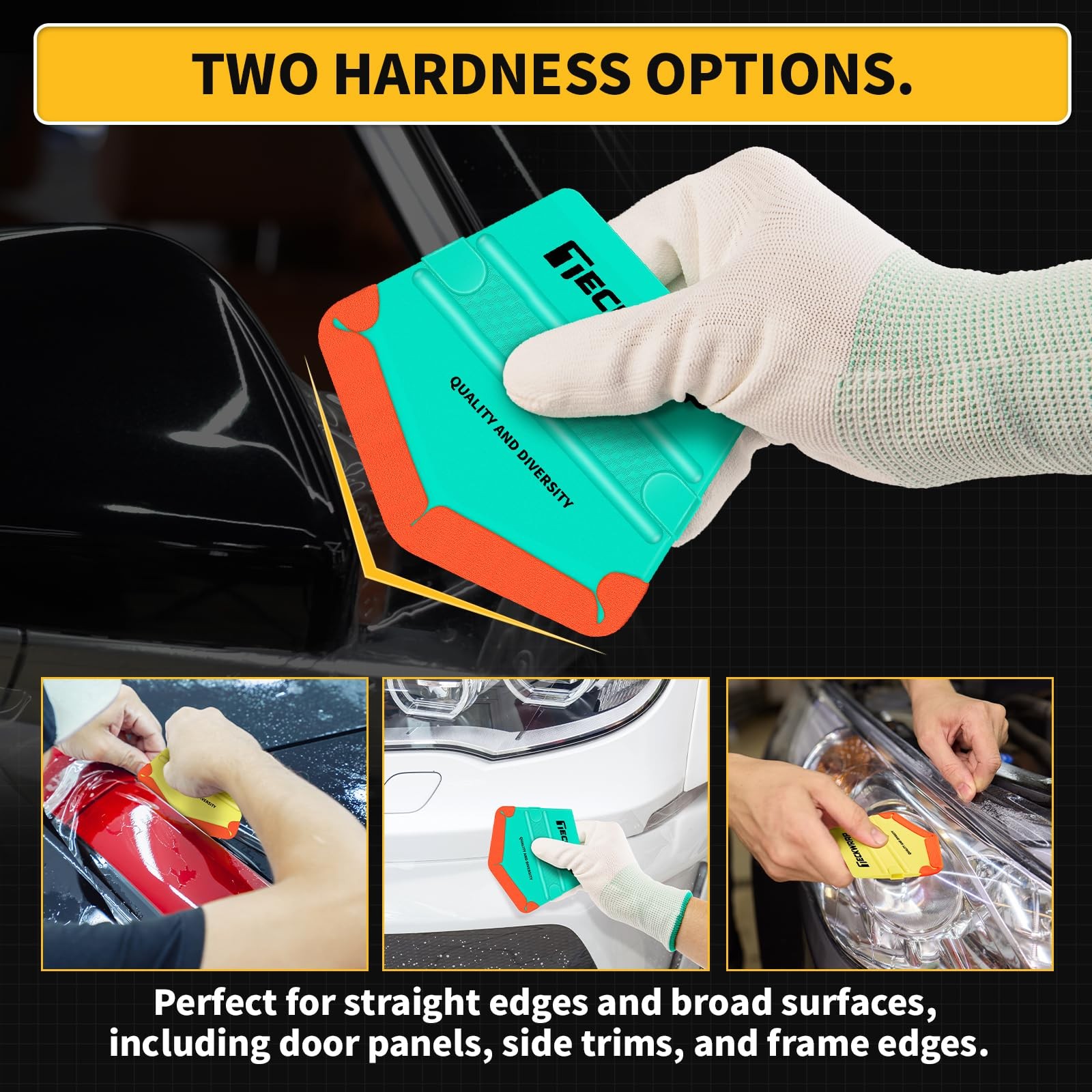 Felt Squeegee for Vinyl Wraps – Dual-Corner, V-Shape, 2 Hardness Levels