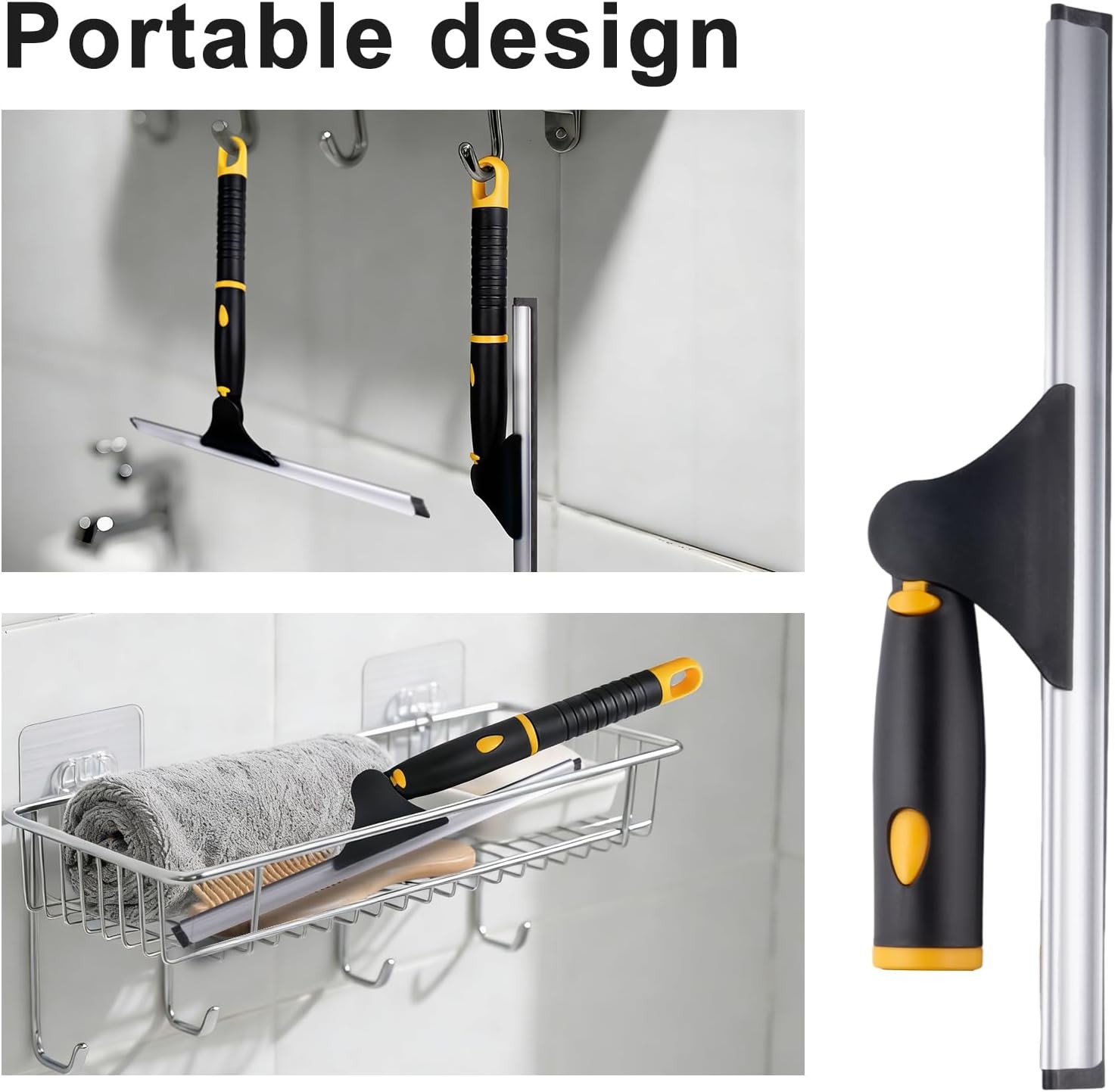 Swivel Shower Squeegee for Glass Doors, All-Purpose Anti-Slip Window Squeegee