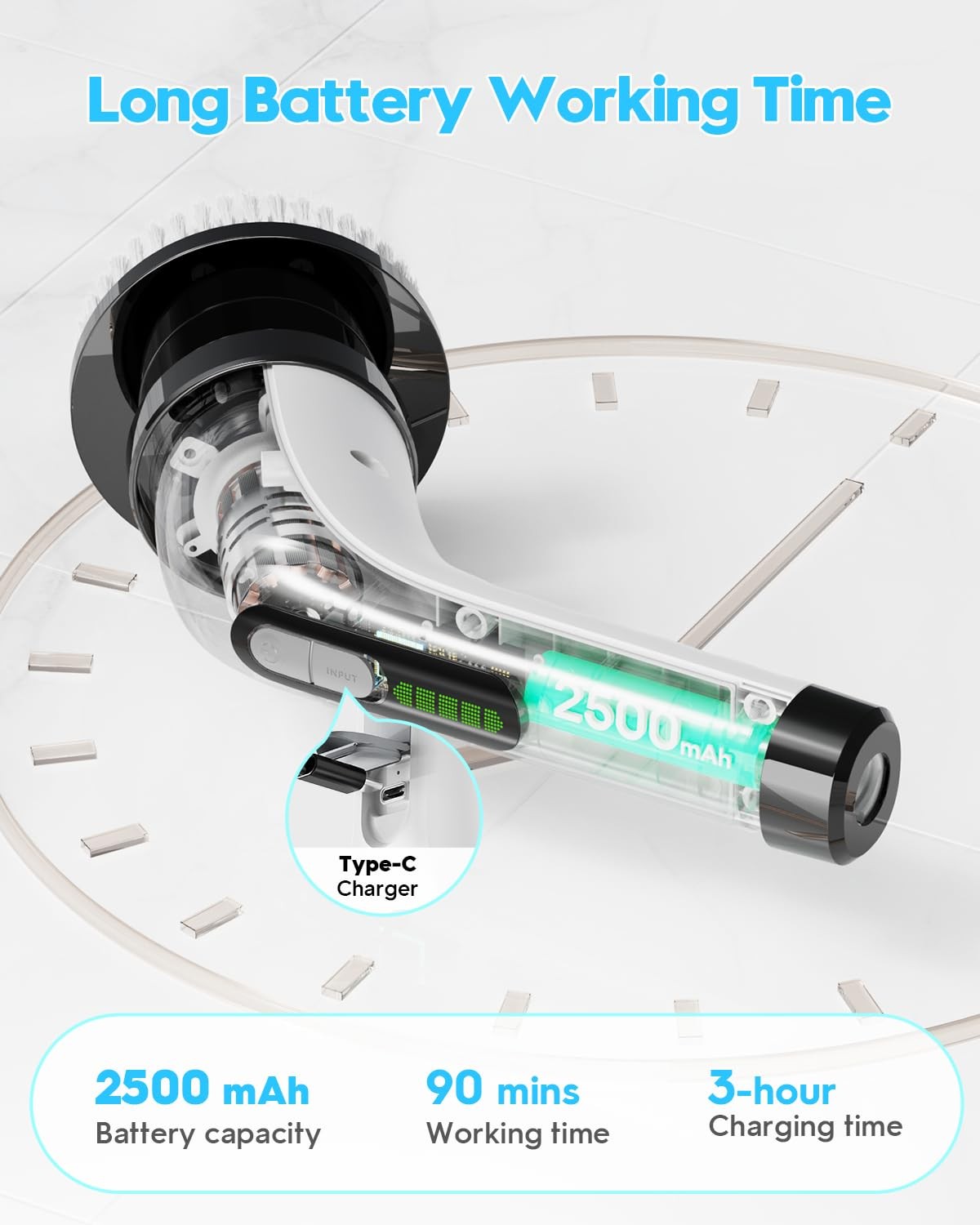 Highyes Electric Spin Scrubber for Cleaning Bathroom Cordless Power Shower