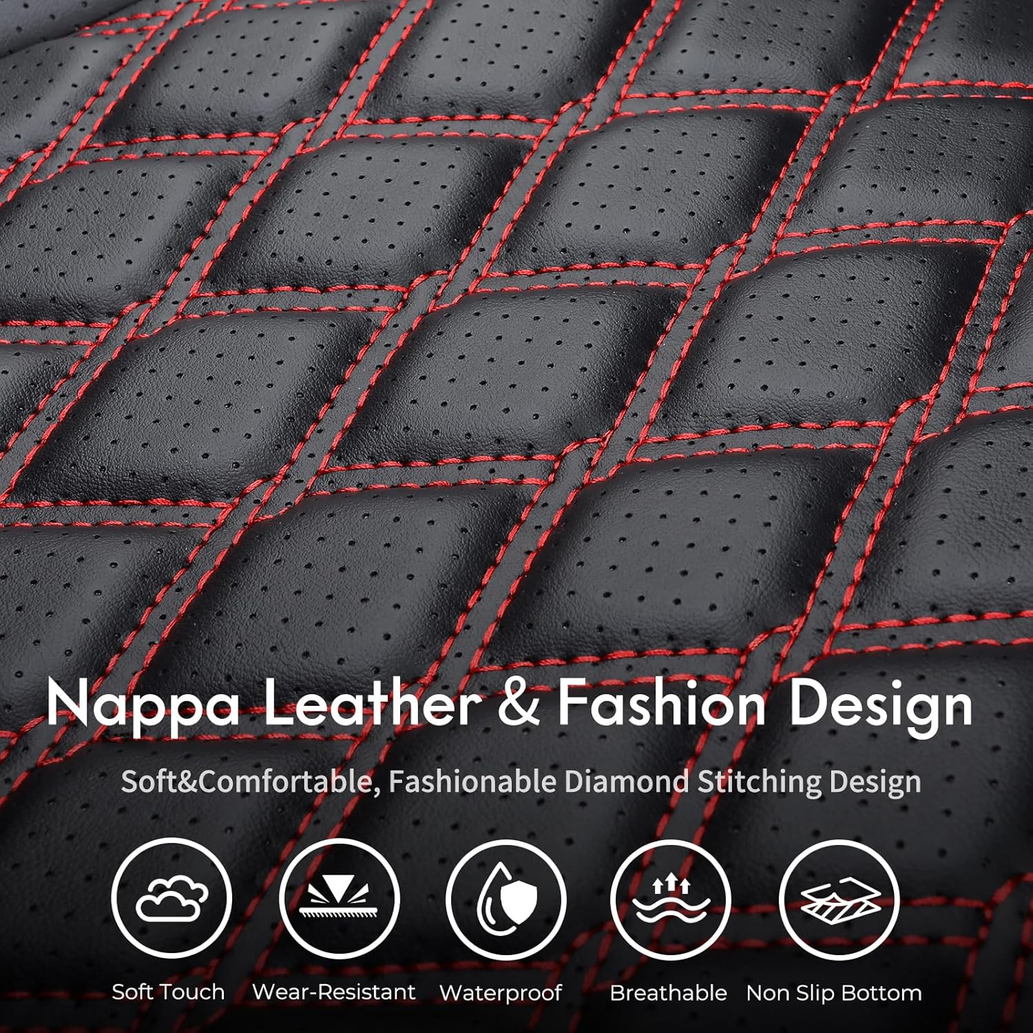 Custom Fit Black & Red Seat Covers for 2018-2025 Jeep Wrangler JL 2/4-Door