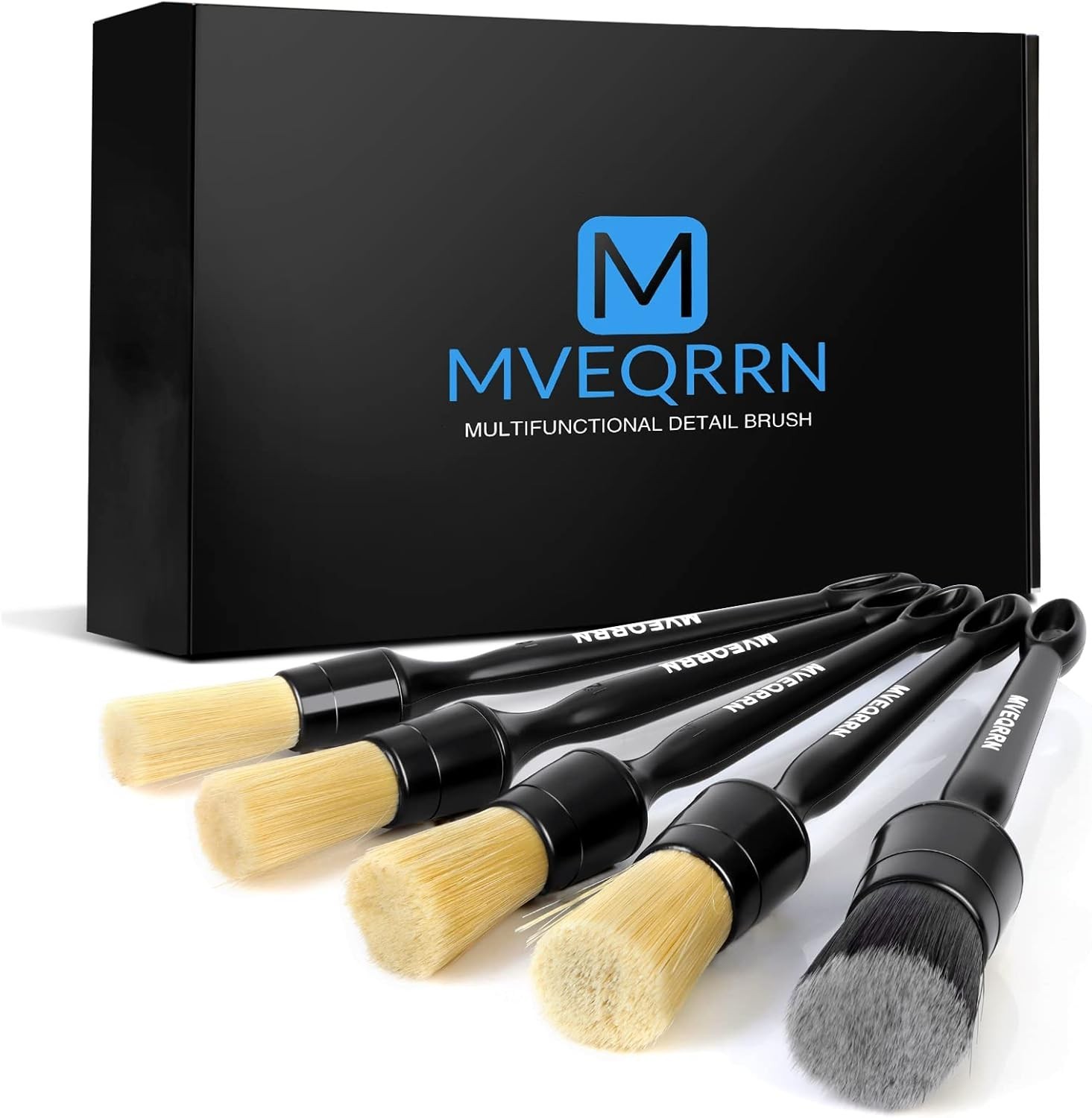 Car Detailing Brush Set 5pcs Boar Hair Scratch-Free Interior and Exterior