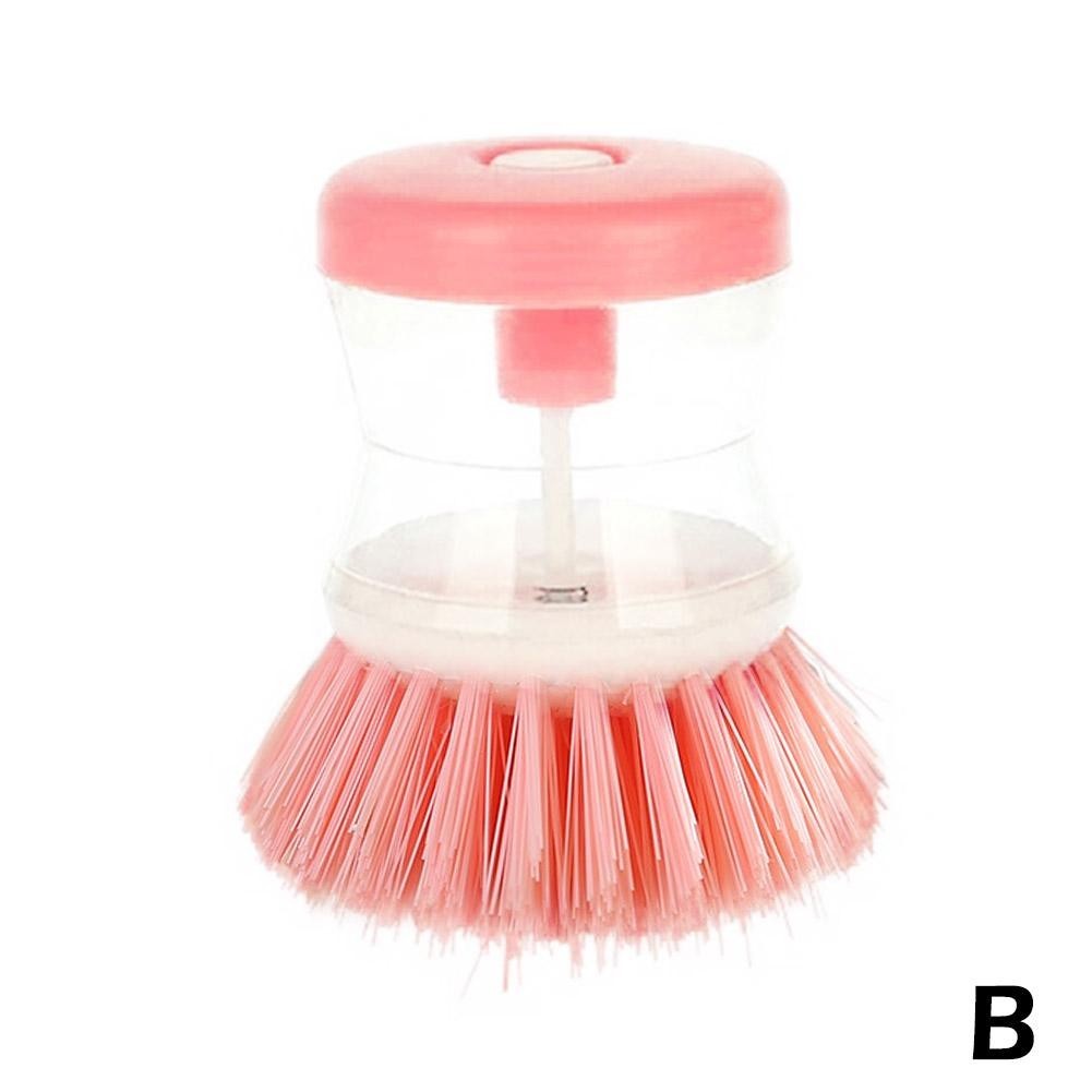 Dish Brush with Soap Dispenser & Holder | Kitchen Dishwashing Palm Scrub Brush