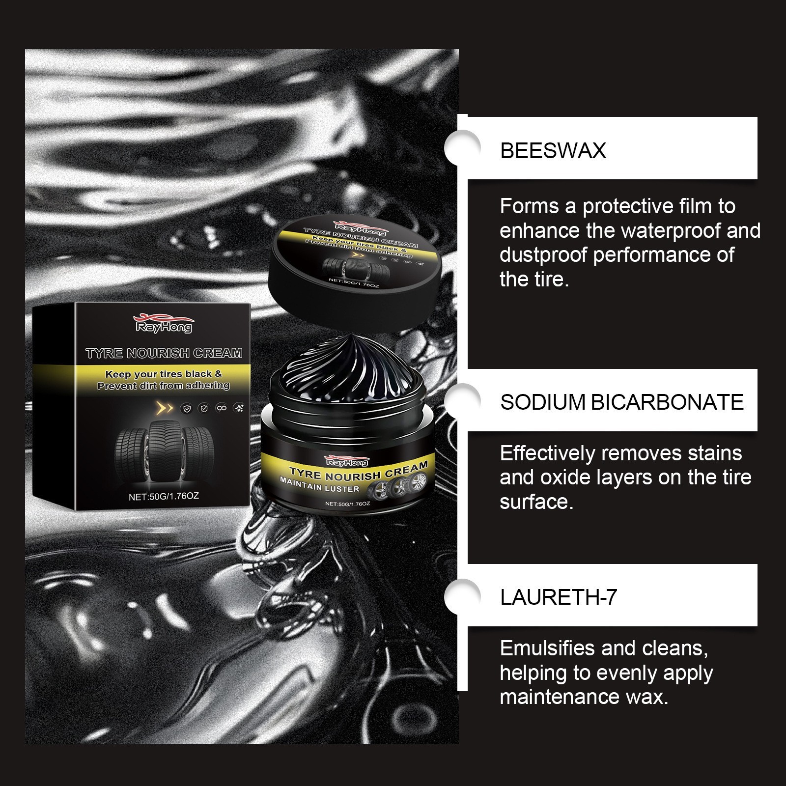 Tyre Nourish Cream,Maintain Luster For Cars,UV Protection And Waterproof Coating