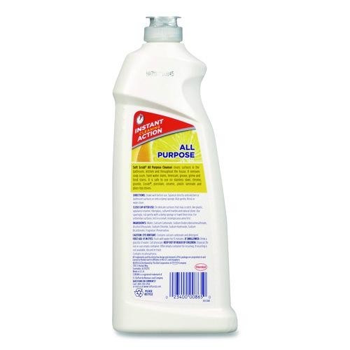 Soft Scrub All Purpose Cleanser, Lemon Scent, 24 oz Bottle, 8/Carton