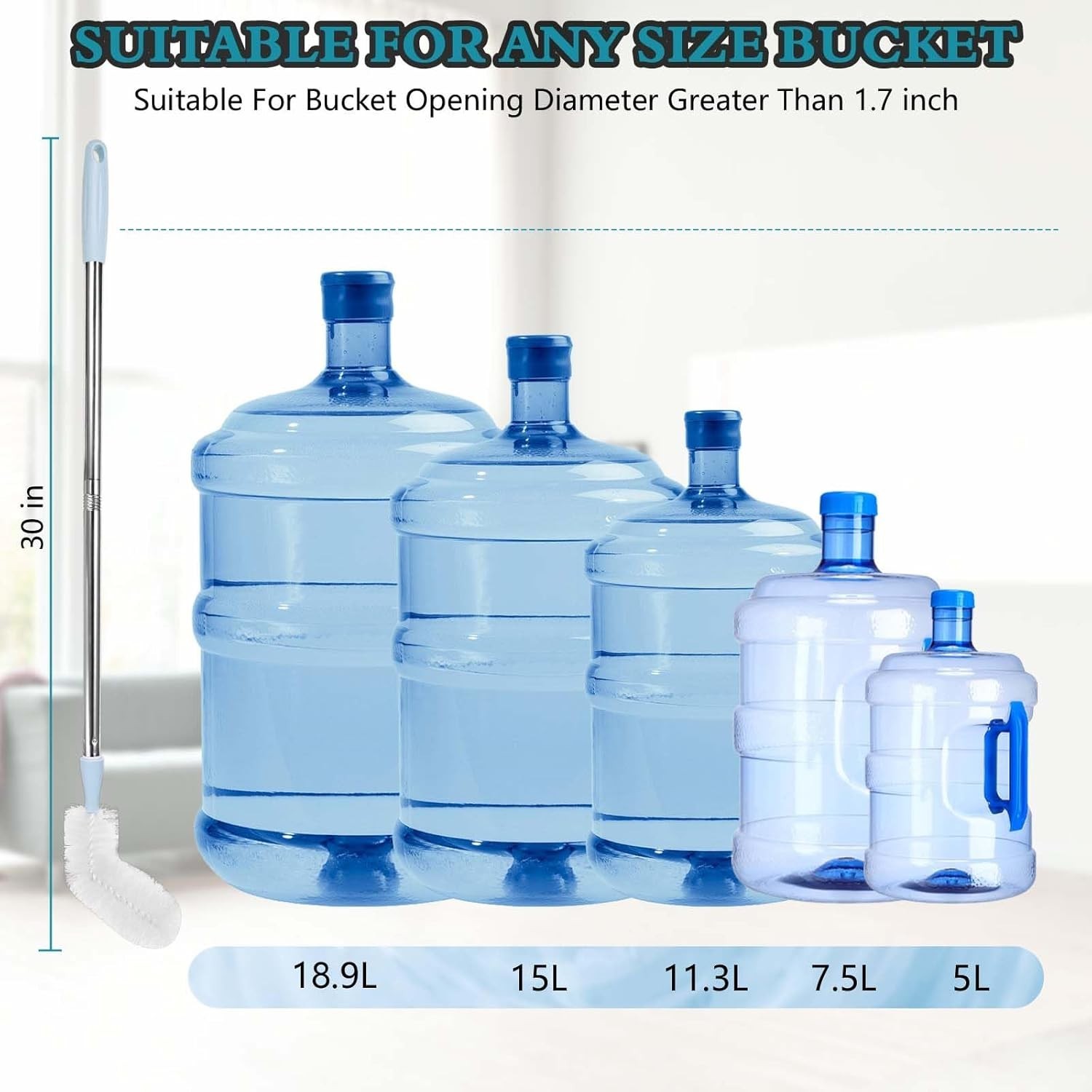 5 Gallon Bottle Brush – 5 Gallon Water Jug Brush Cleaner | 28″ Long 3 & 5 Gallon