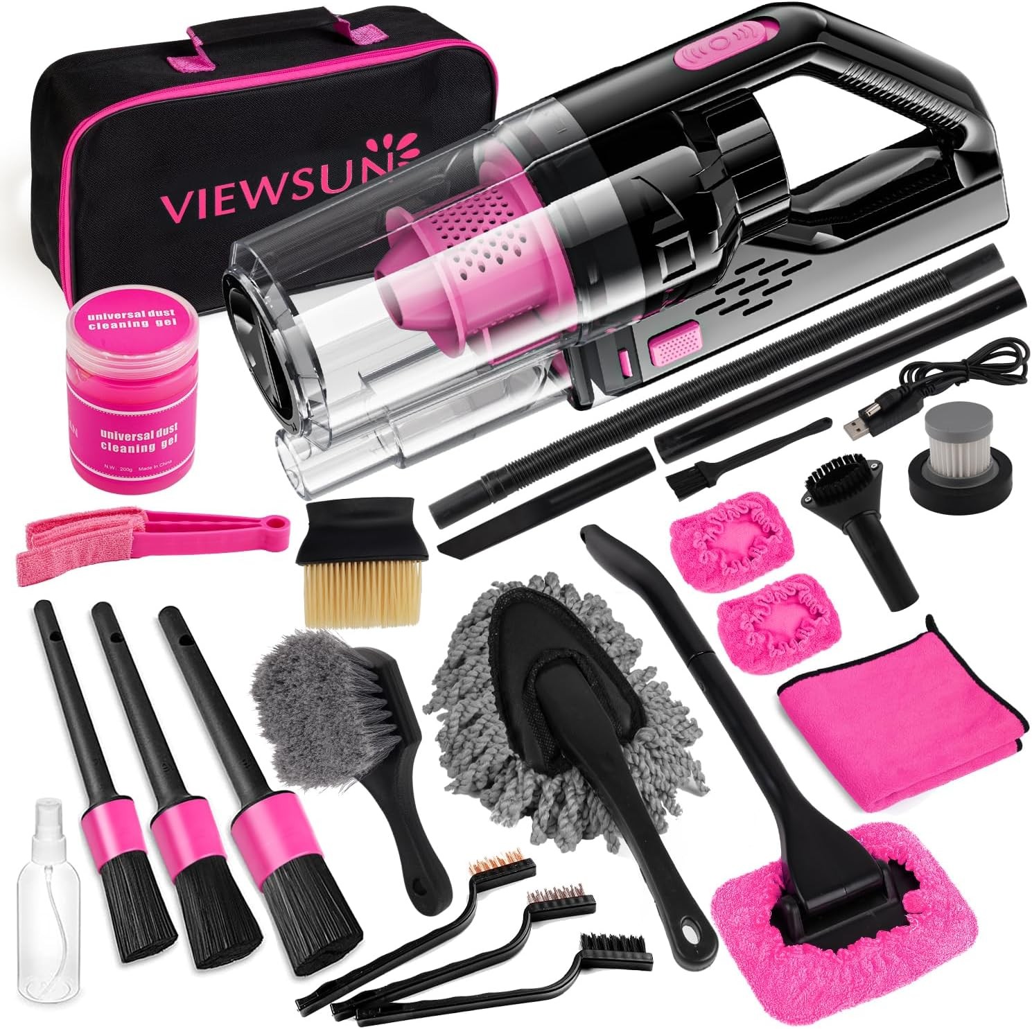 Car Cleaning Kit,CarInterior Detailing with Handheld Vacuum,Complete Accessories