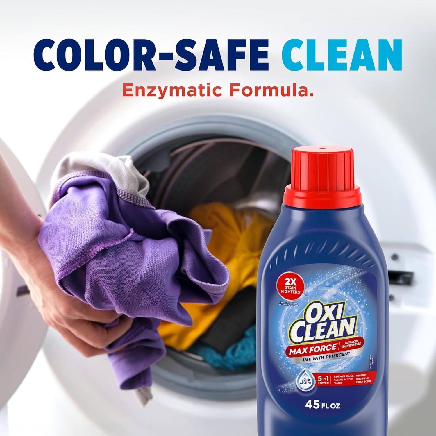 Max Force 45 Fl Oz Baby Stain Remover – Color-Safe, Bleach-Free, 5-in-1 Power