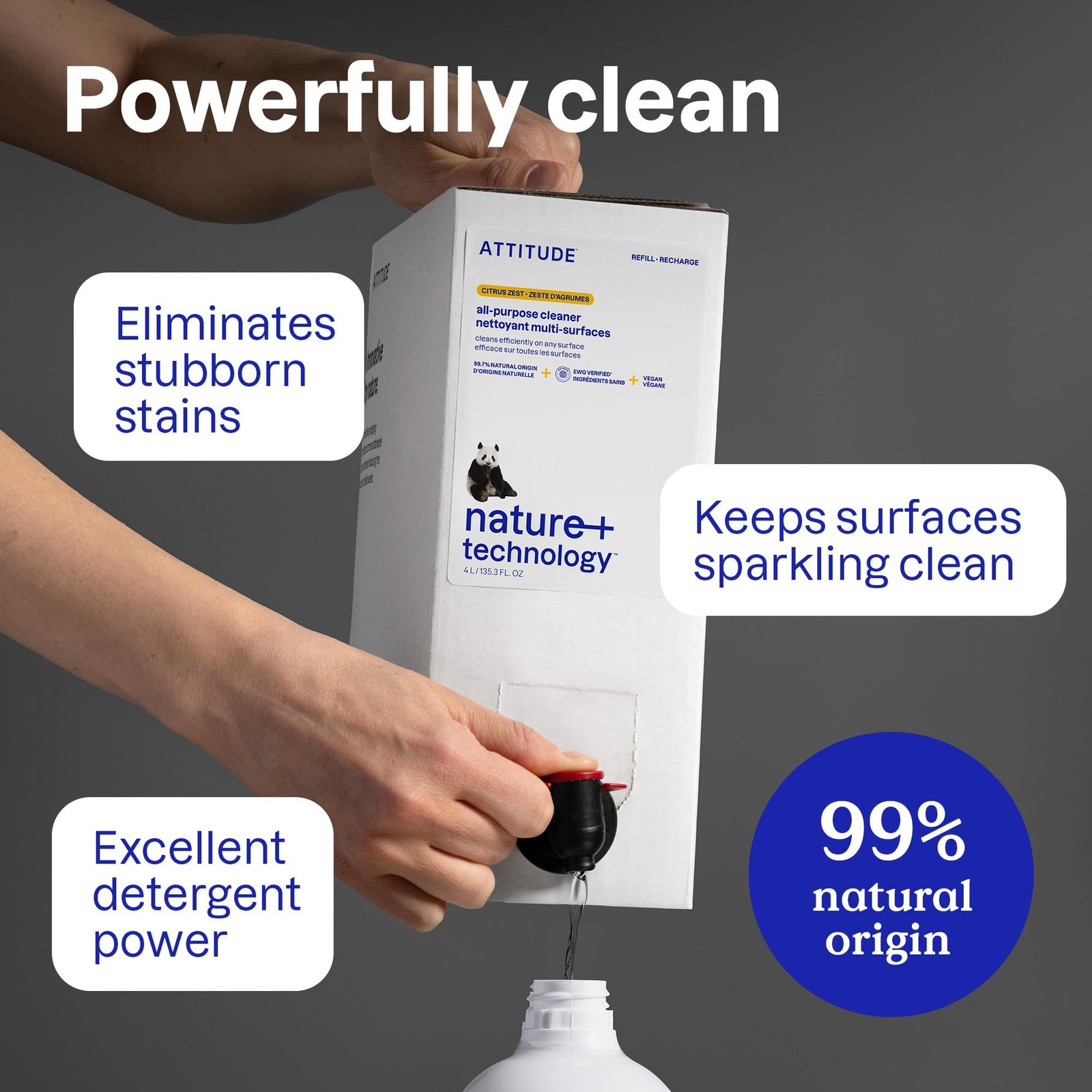 ATTITUDE All Purpose Cleaner Refill, EWG Verified, PlantBased & Vegan, MultiS…