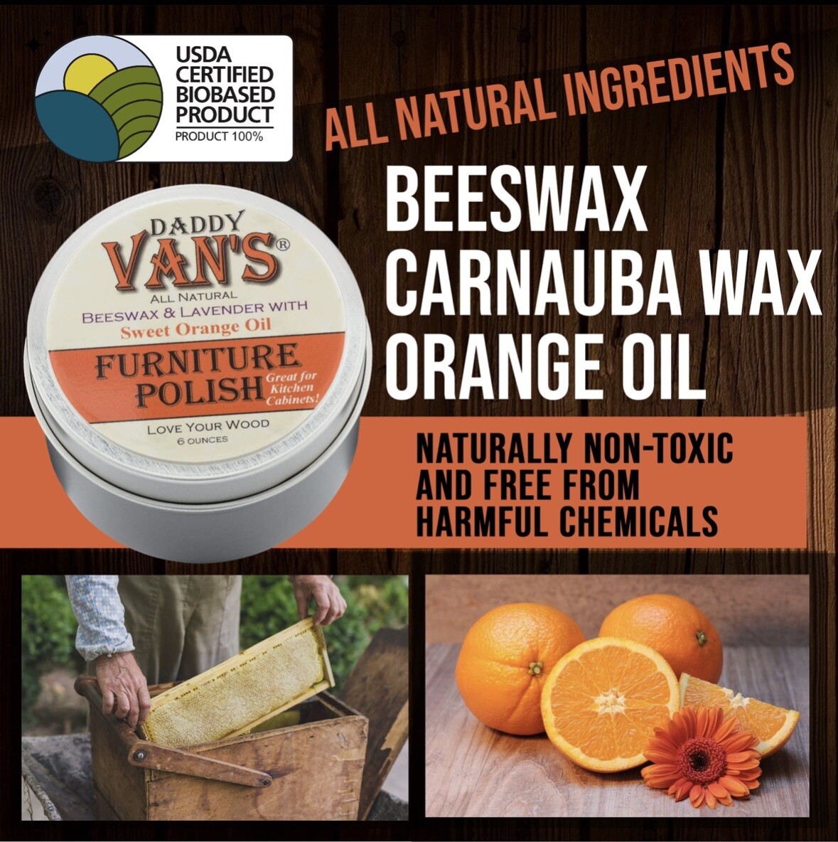 Daddy Van’s All Natural Lavender & Sweet Orange Oil Beeswax Furniture Polish