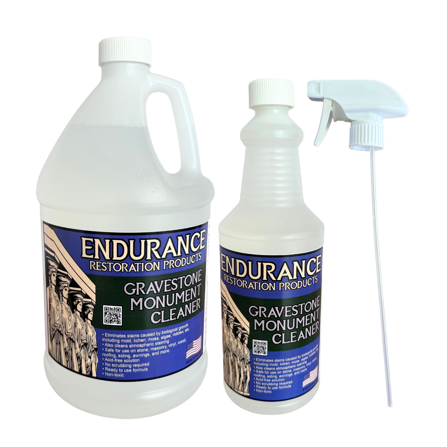 Endurance Gravestone & Monument Cleaner – 1 Gallon + 1 Quart Sprayer