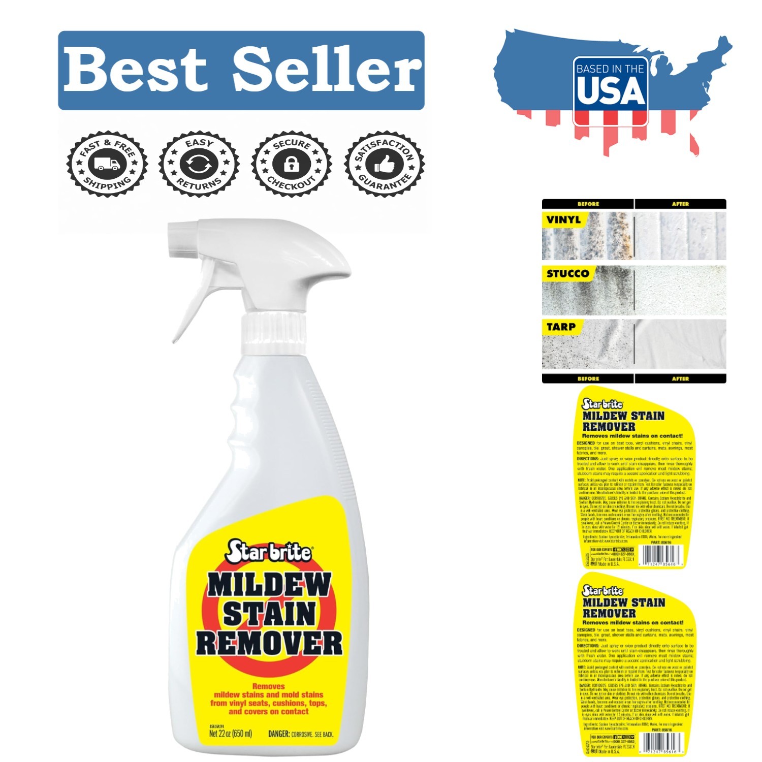 22oz Mold & Mildew Stain Cleaner – Triple-Action Formula for Safe Surface Care