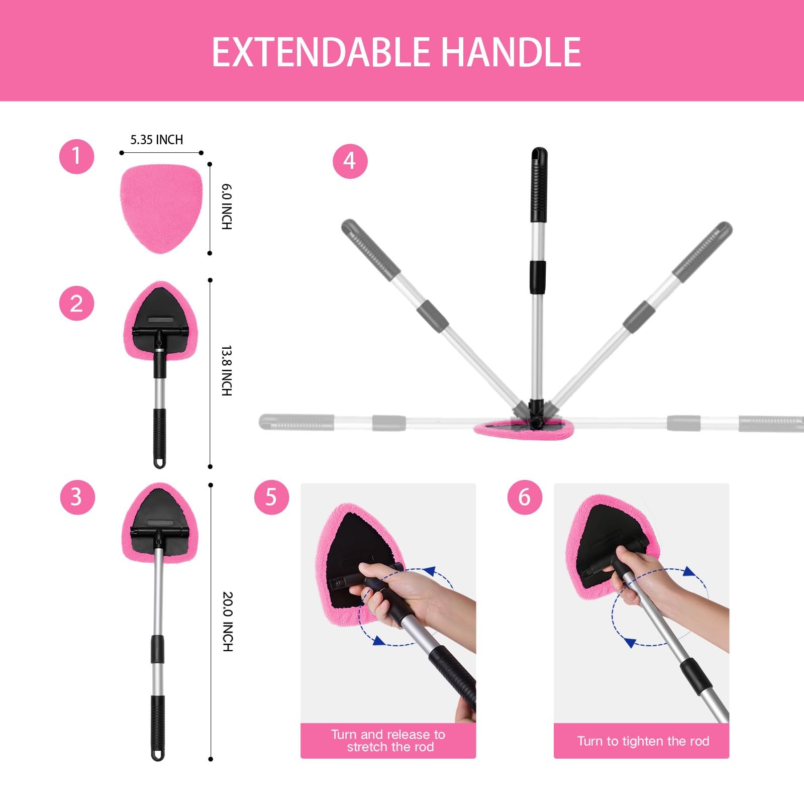 Windshield Cleaner Tool Kit 10pcs Car Window Cleaning with Microfiber Pads