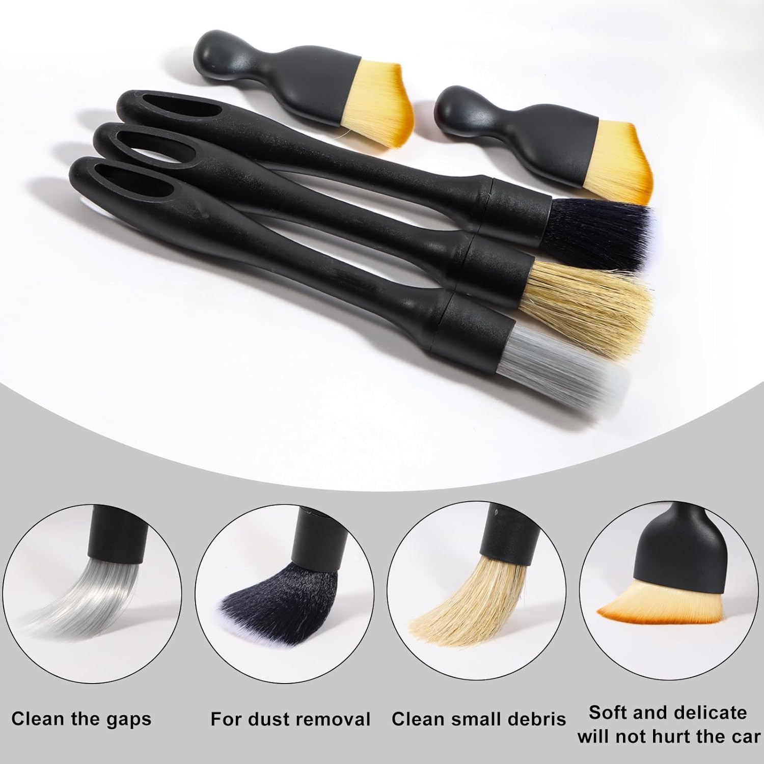 Car Detailing Brush, 7 PCS Car Interior Brush Set, Automotive Interior Dusting B