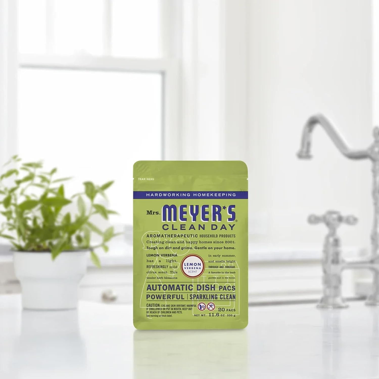 MRS. MEYER’S CLEAN DAY Automatic Dishwasher Pods, Lemon Verbena, 20 Count