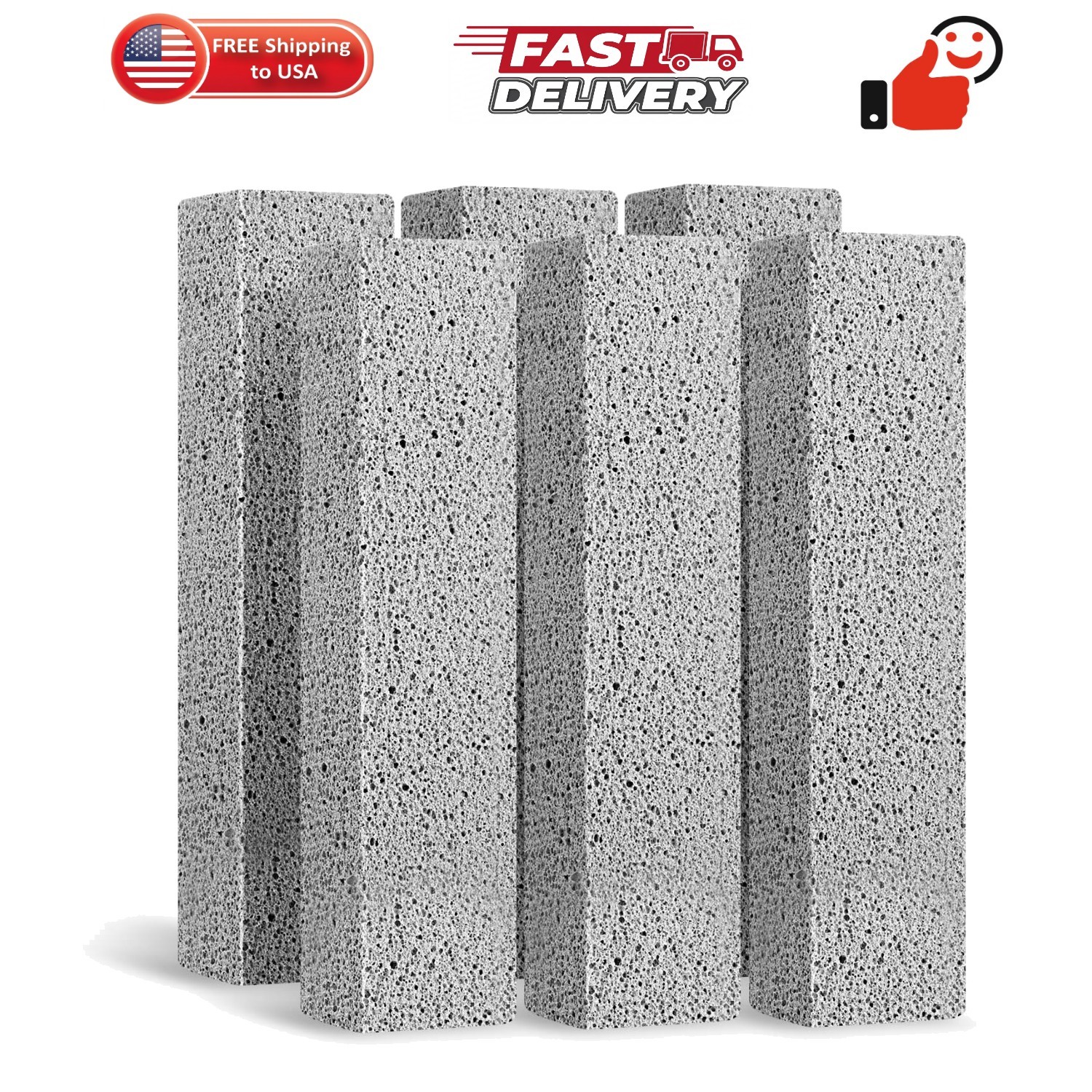 6Pack Pumice Stone for Toilet Cleaning Bowl Stick,Powerfully Cleans Hard Wate…