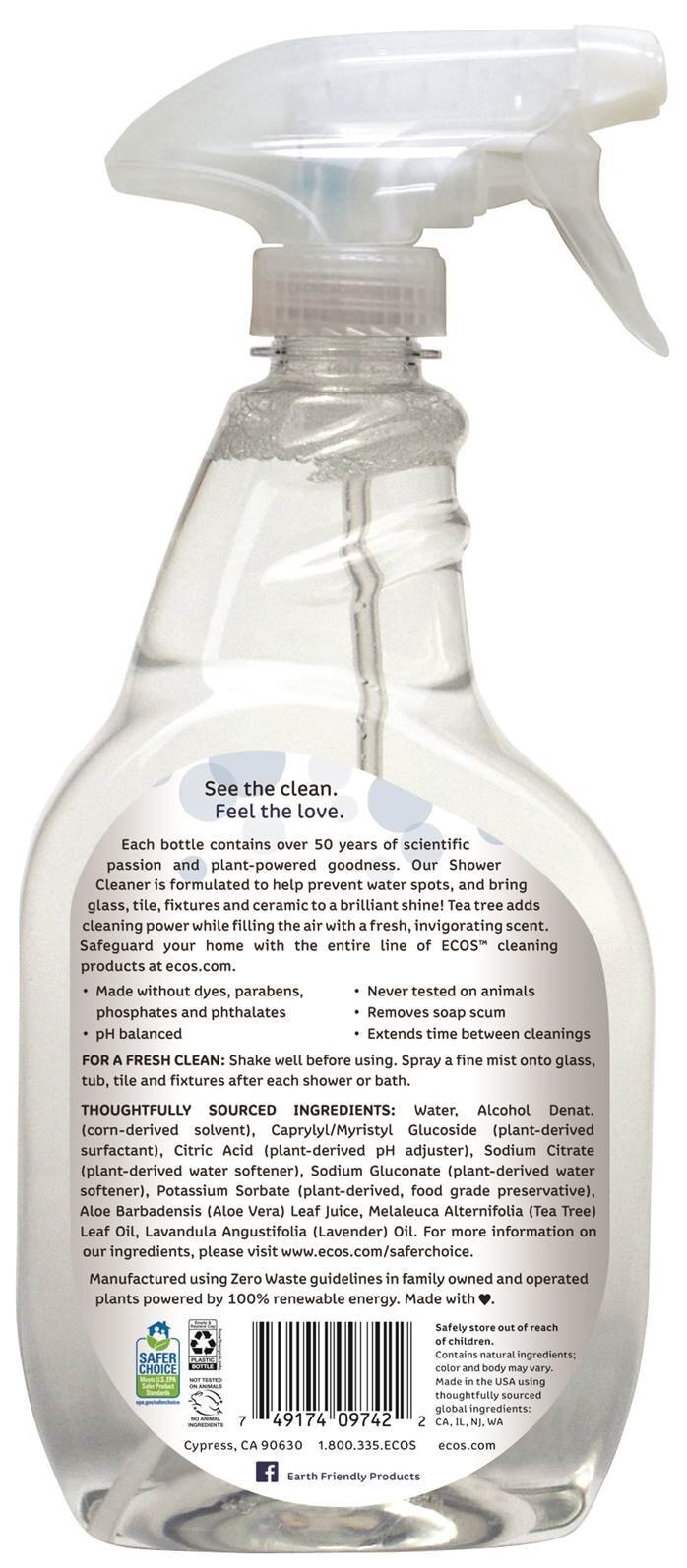Earth Friendly Products Shower Cleaner Made With Tea Tree Oil 22 Ounces