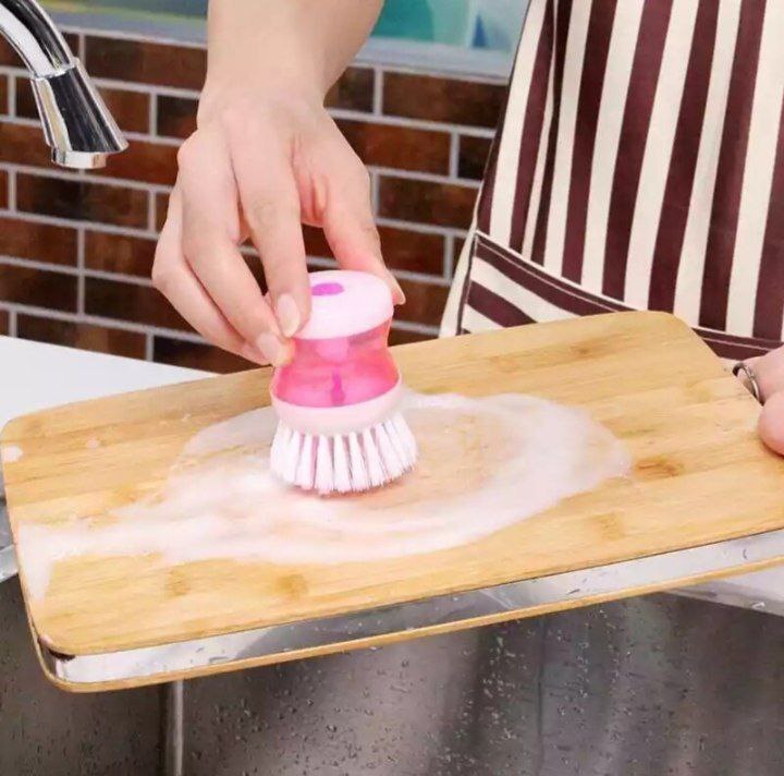 Kitchen Wash Pot Dish Brush Clean Utensils with Washing Up Liquid Soap Dispenser