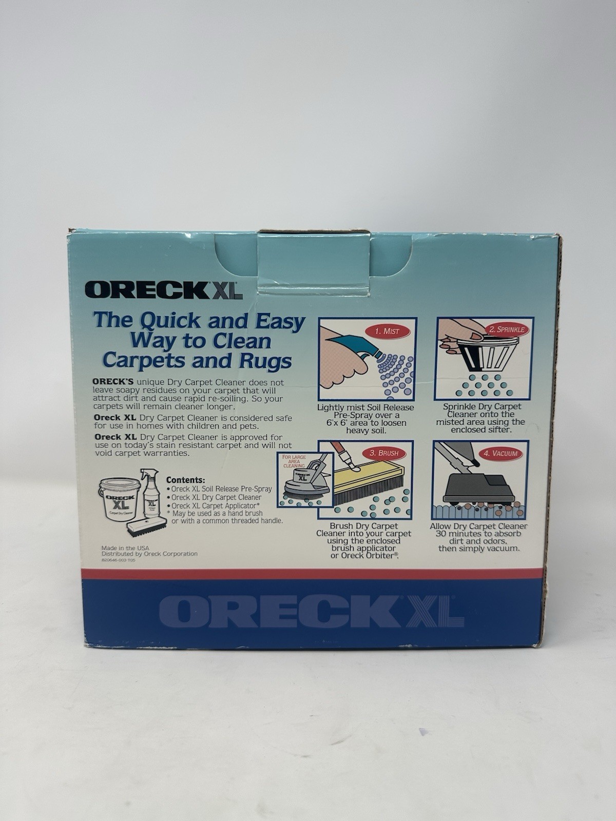 Oreck XL Dry Carpet Cleaning System Deep Clean Spray Rugs and Carpets