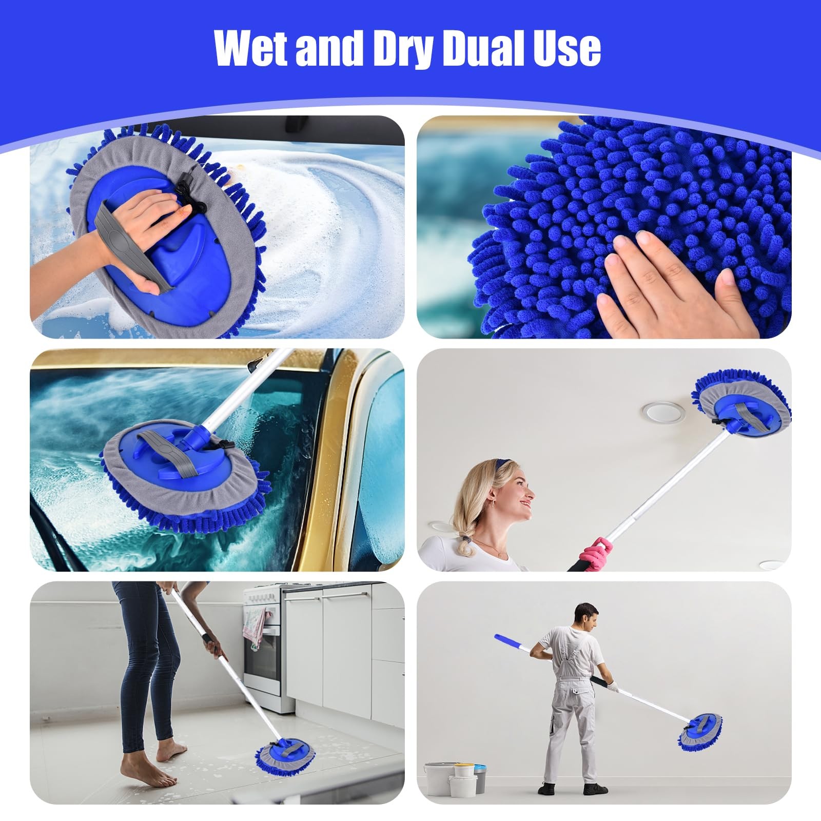 62″ Car Wash Brush with Long Handle and Car Wash Brush Microfiber Car Cleanin…