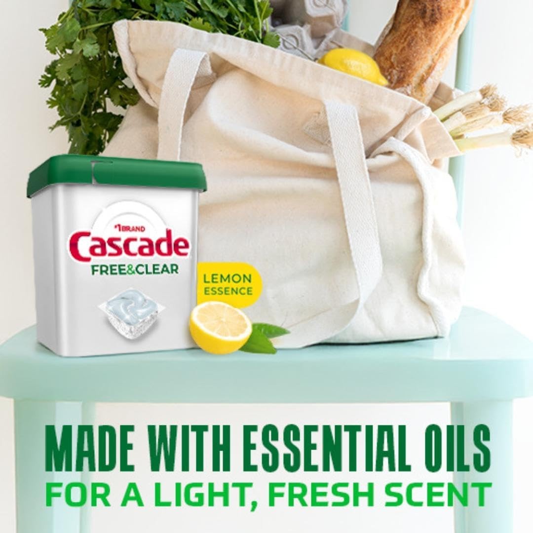Cascade Free & Clear Dishwasher Pods, Dishwasher Detergent, Dish Detergent Soap,