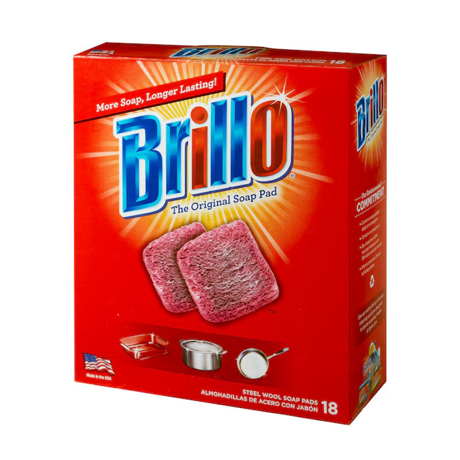 Brillo Steel Wool Soap Pads (18 Count) – Heavy Duty Scouring Pads for Pots, Pans