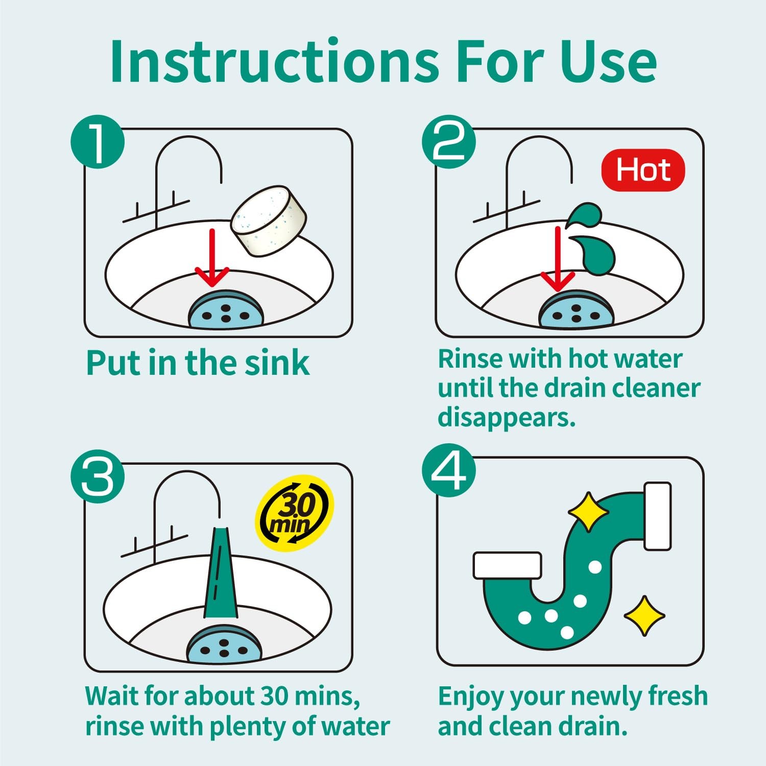 Drain Clog – 16 Pack Powerful Sink Drain Cleaner