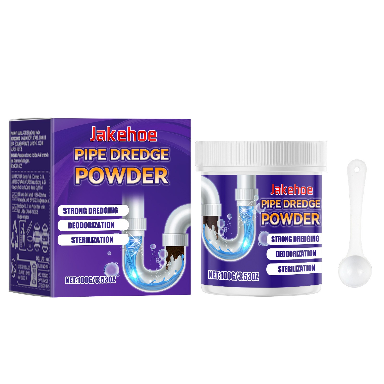 JAKEHOE Pipe Dredge Powder, Household Kitchen And Bathroom Drain Water Clogging