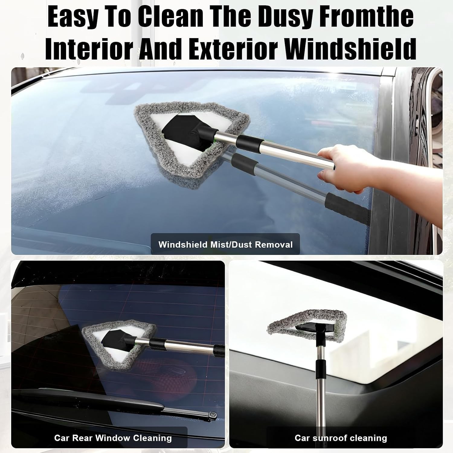 Windshield Car Cleaning Tool, 13-16.7-inch Extendable Handle with 180-Degree …