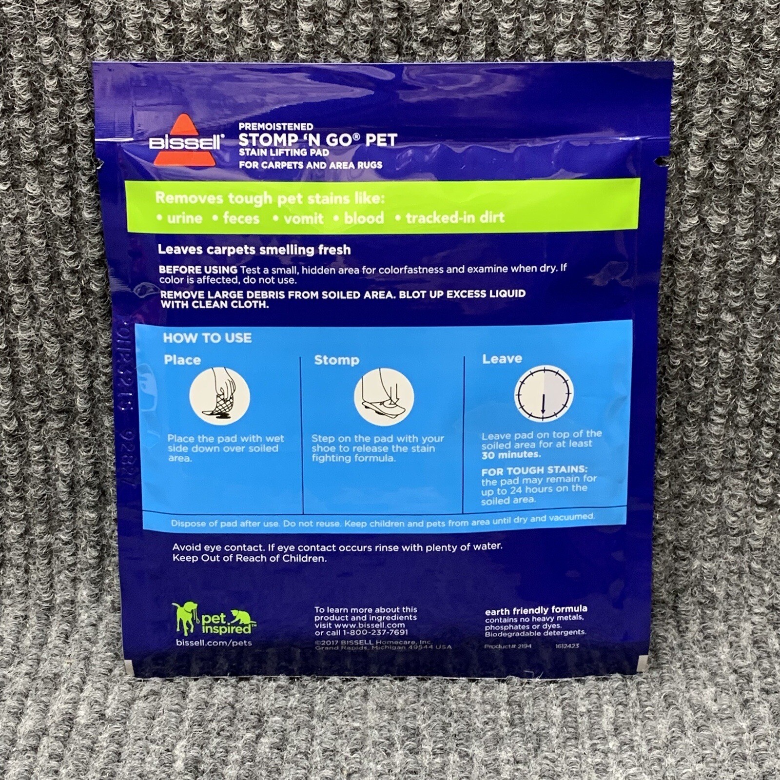 Bissell – Stomp ’N Go Pet Lifting Pad + Oxy – Brand New – Carpet Stain Remover