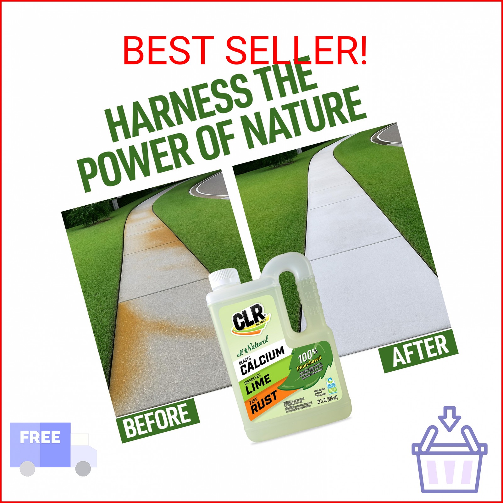 CLR All-Natural Calcium Lime and Rust Remover, Multi-Use Household Cleaner, 28 o