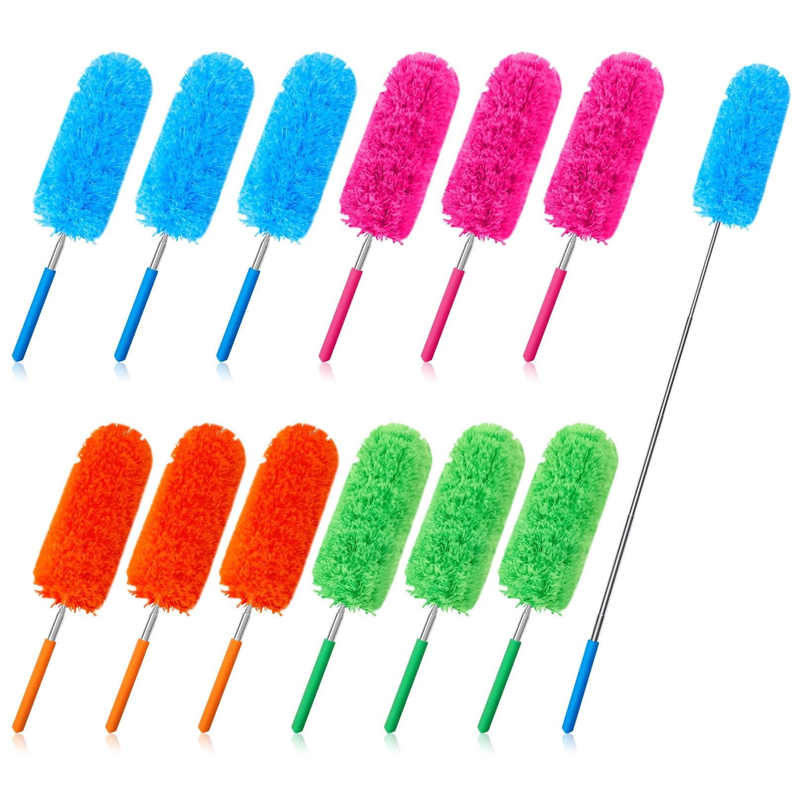 Tanlade 12 Pcs Microfiber Feather Duster for Cleaning 13-31 Inch Extendable C…