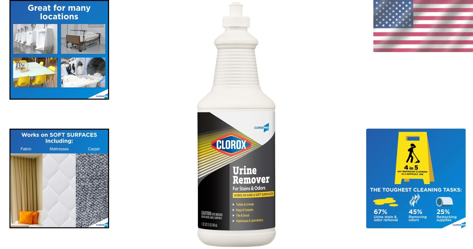 Clorox Urine Remover 32 Fl Oz – Bleach-Free Stain and Odor Eliminator Spray